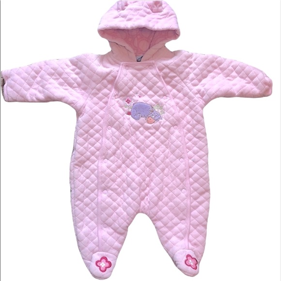 Disney Other - Disney Eeyore pink quilted Infant snowsuit